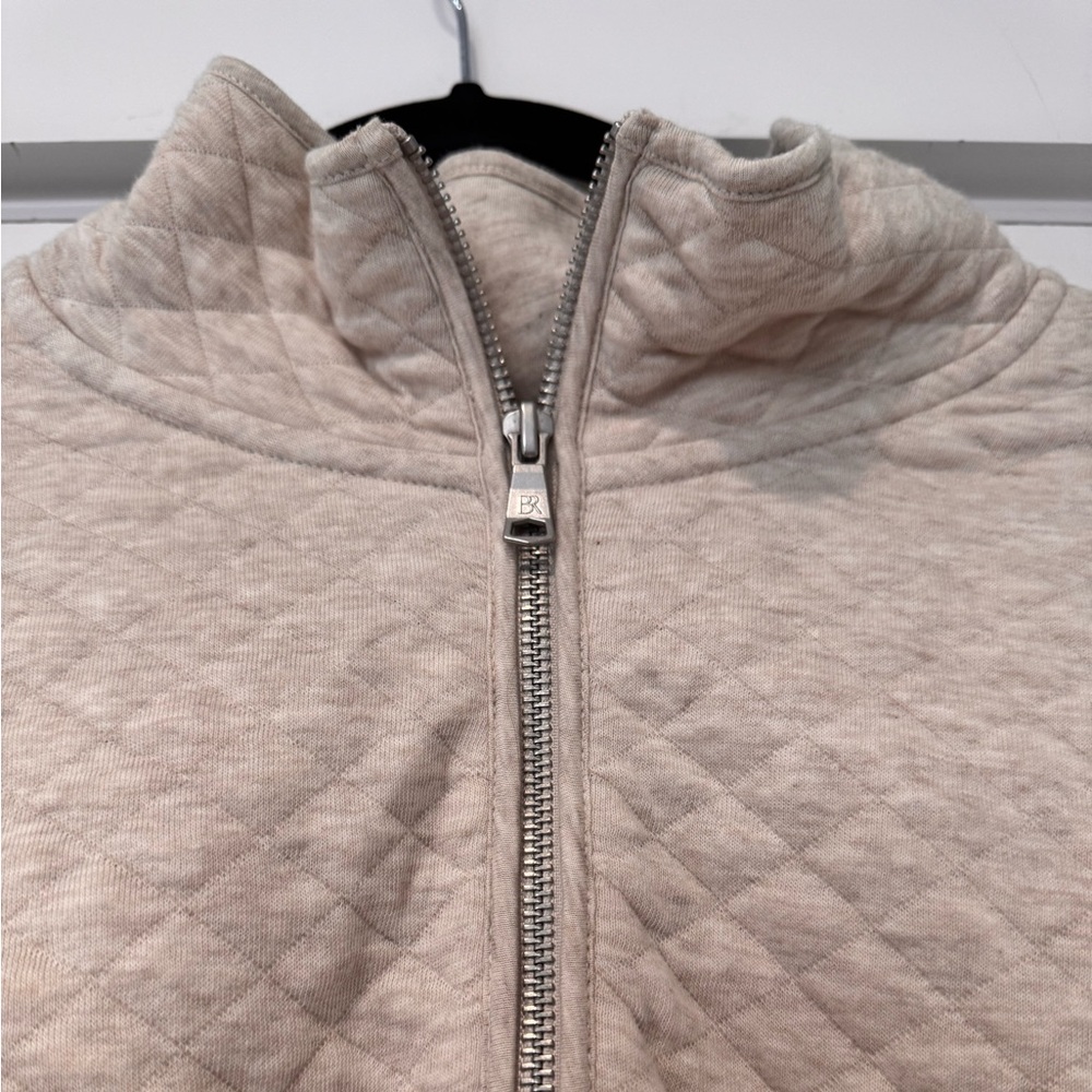 Auth.✅ NWOT Women’s Banana Republic “Heathered Oatmeal” Quilted 1/4 Zip Size XL🤍 - Picture 2 of 10